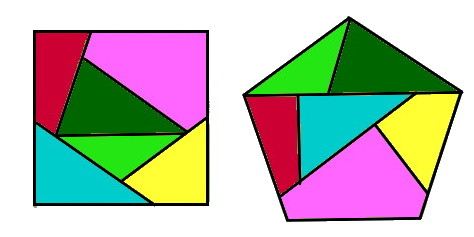a jigsaw which makes a square and a pentagon