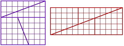 an 8x8 square rearranged into a 5x13 square